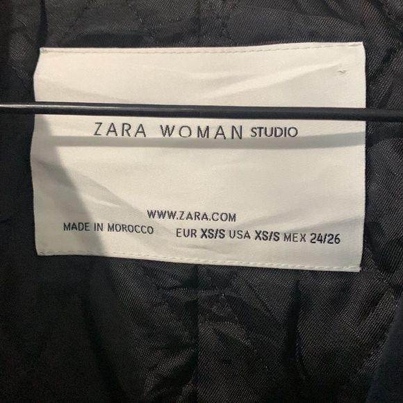 Zara Woman Blazer Cropped Velvet Double Breasted Plush Jacket Navy Nautical XS - Picture 10 of 12